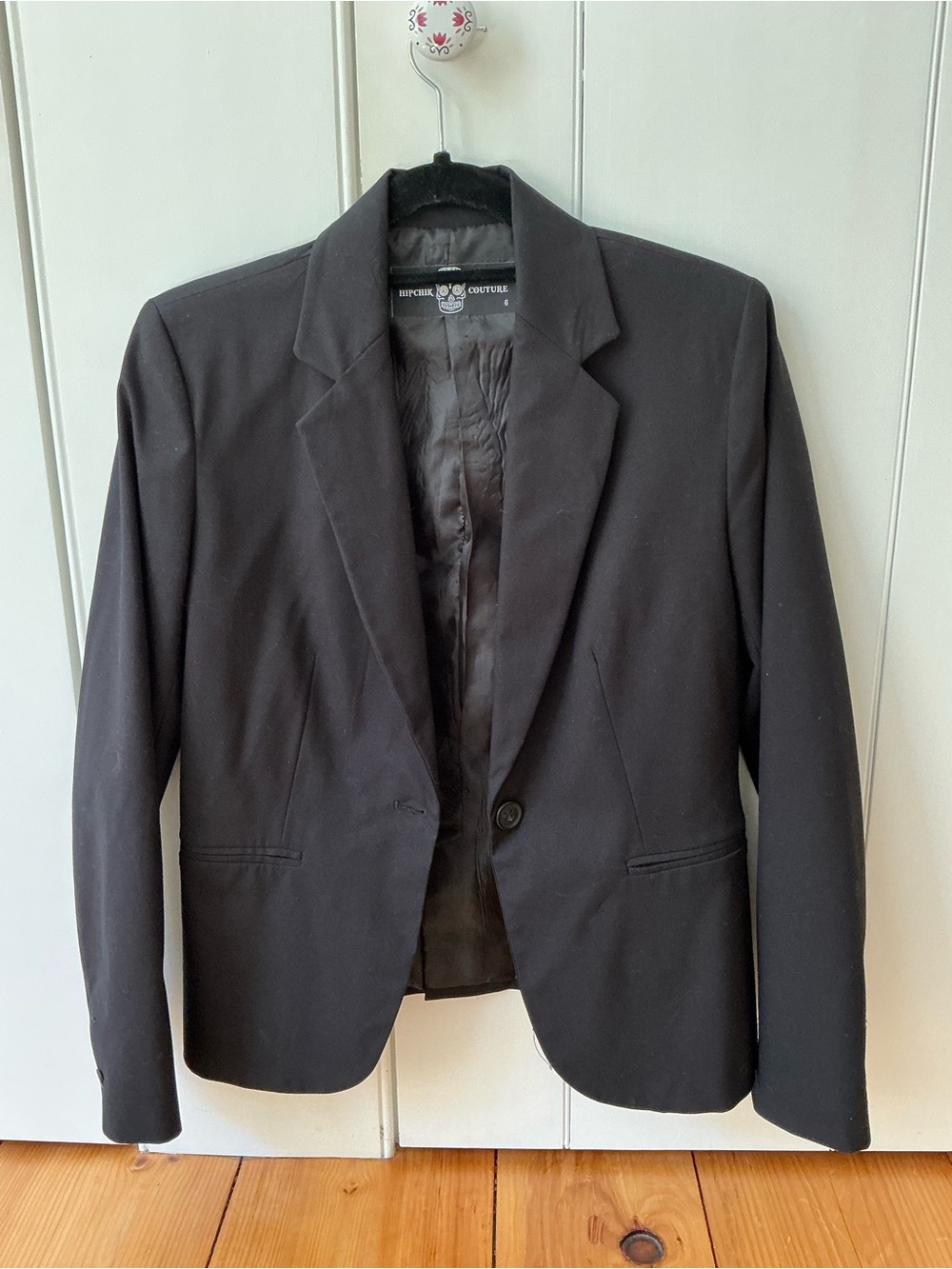 Hipchik Couture Black Blazer with Rhinestone Buddha Graphic - Size 6 - Picture 2 of 9